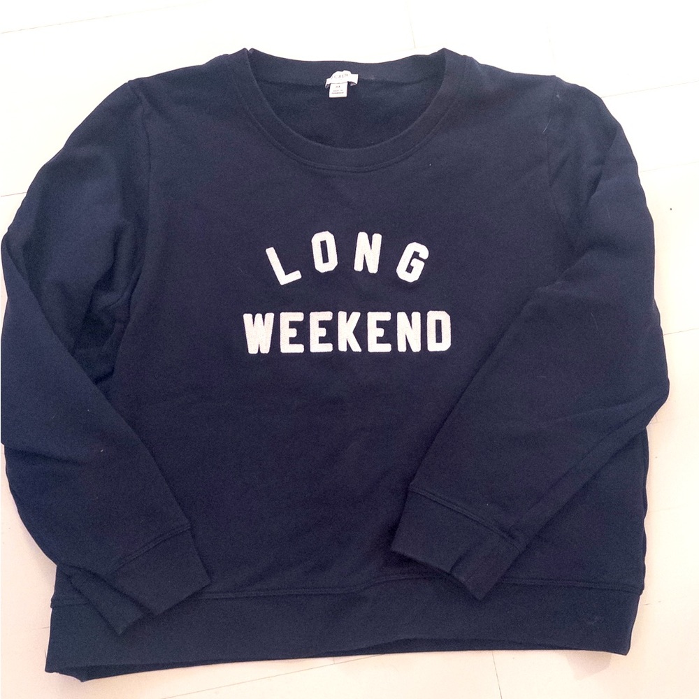 J Crew Factory Navy Sweatshirt “Long Weekend” Sx XL